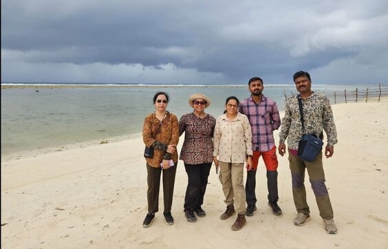 Birders at Little Andaman after photographing Beach Thick-Knee